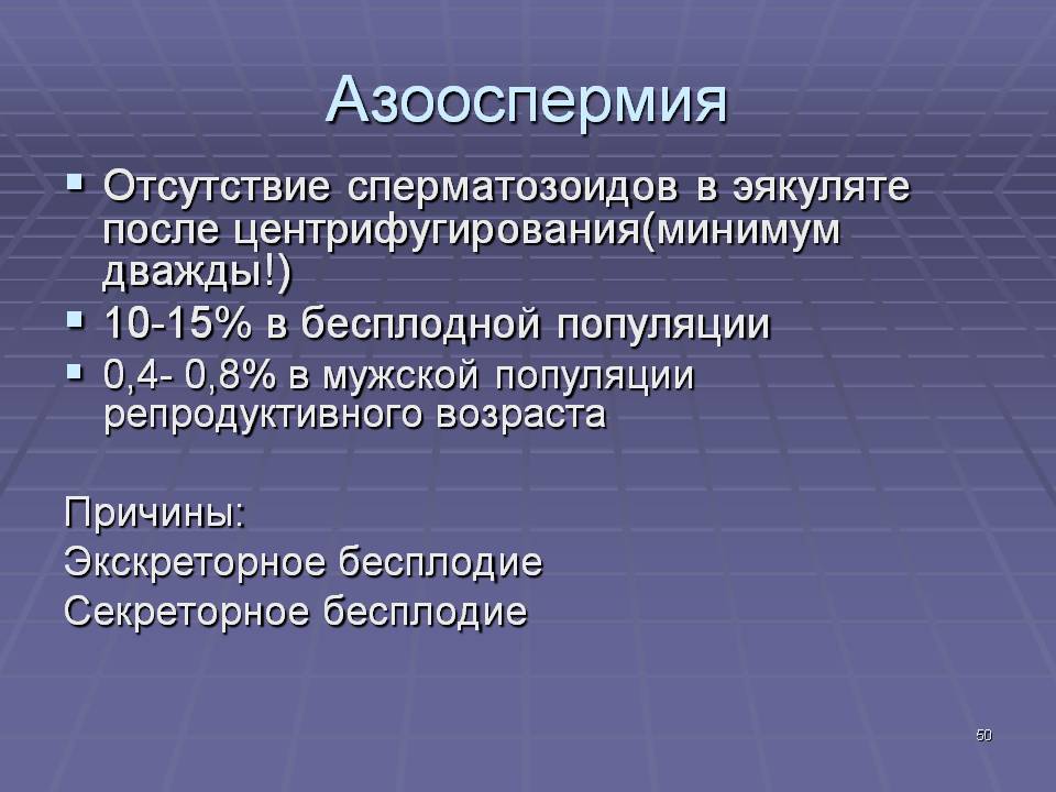 Причины мужского бесплодия. азооспермия | клиника "центр эко" в москве