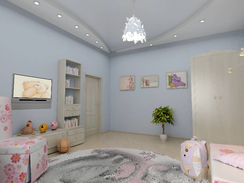 Двухуровневый потолок в детской (44 фото): натяжные и гипсокартонные потолки в комнате