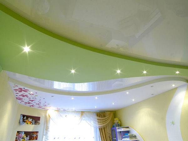 Двухуровневый натяжной потолок в детской комнате (34 фото): двухуровневые подвесные конструкции из гипсокартона в интерьере