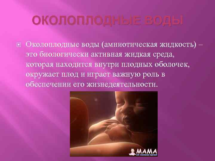 Роды жидкости. Формирование околоплодных вод. Околоплодные воды при беременности.