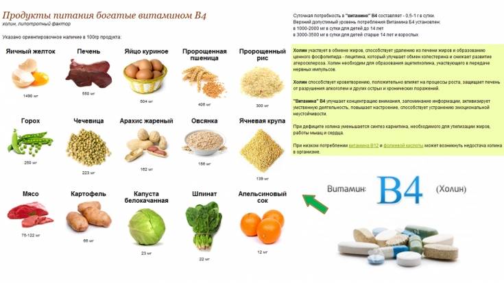 Витамин b4: холин в таблетках, ампулах | food and health