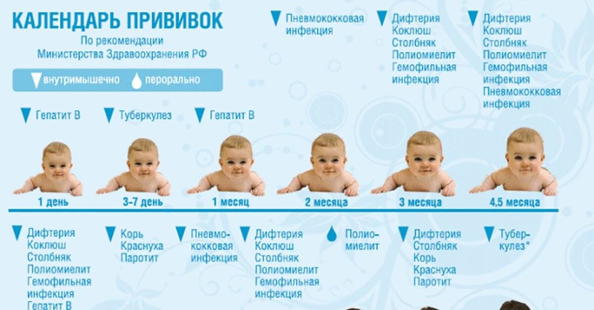 Прививки детям: график и таблица прививок по возрасту