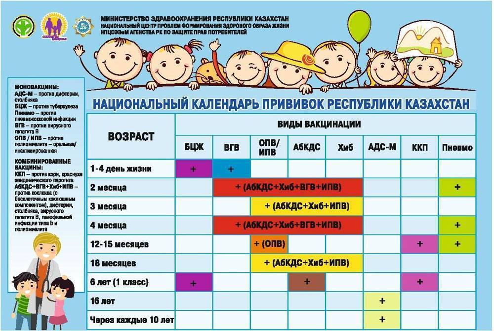 Прививки детям: график и таблица прививок по возрасту