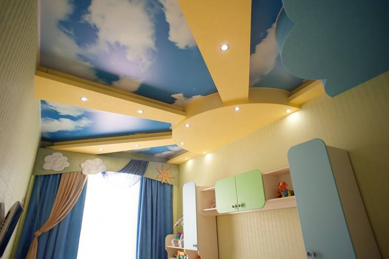Потолки из гипсокартона в детской комнате (24 фото): подвесные конструкции в спальню для мальчика и девочки подростков