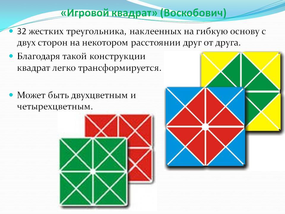 Конспект занятия «знакомство с двухцветным квадратом в. в. воскобовича» (средняя группа)
