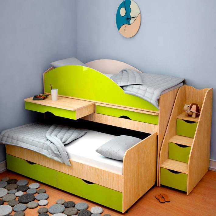Выдвижная кровать для двоих детей | правила выбра