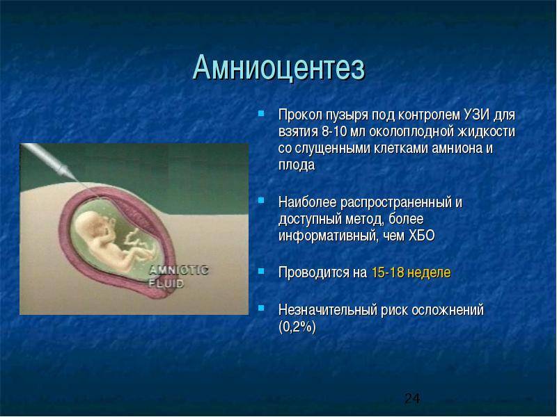 После прокола пузыря начинаются роды. Амниоцентез проводится. Осложнения амниоцентеза. Амниоцентез суть метода.