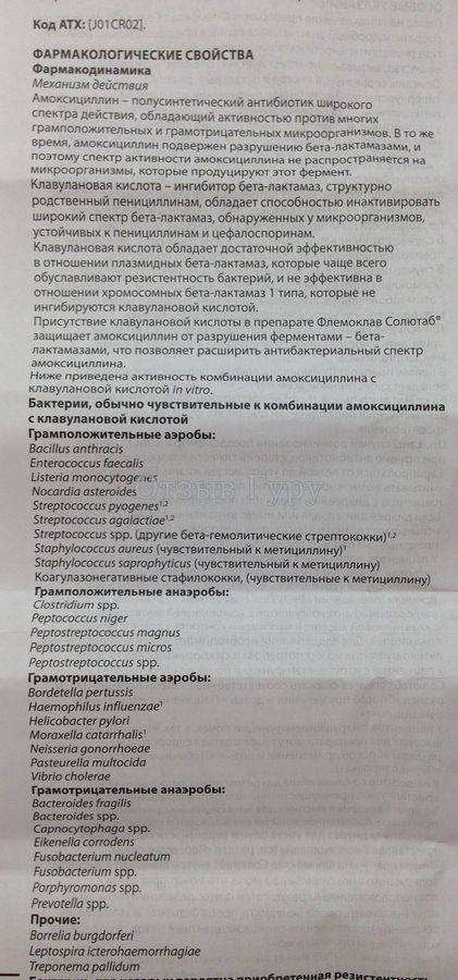 Флемоклав солютаб — инструкция по применению | справочник лекарств medum.ru