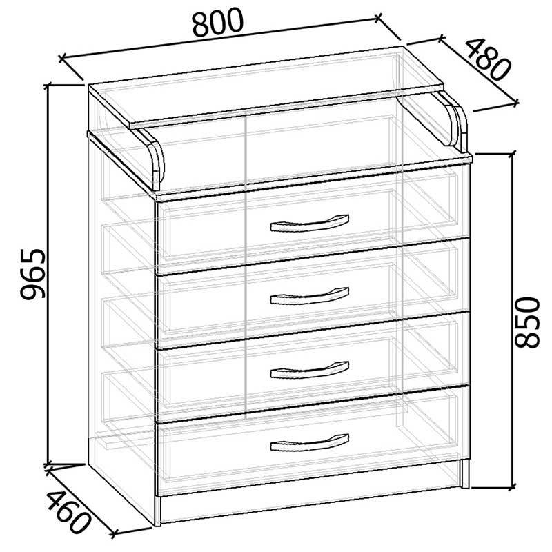 Комод с пеленальным столиком чертеж