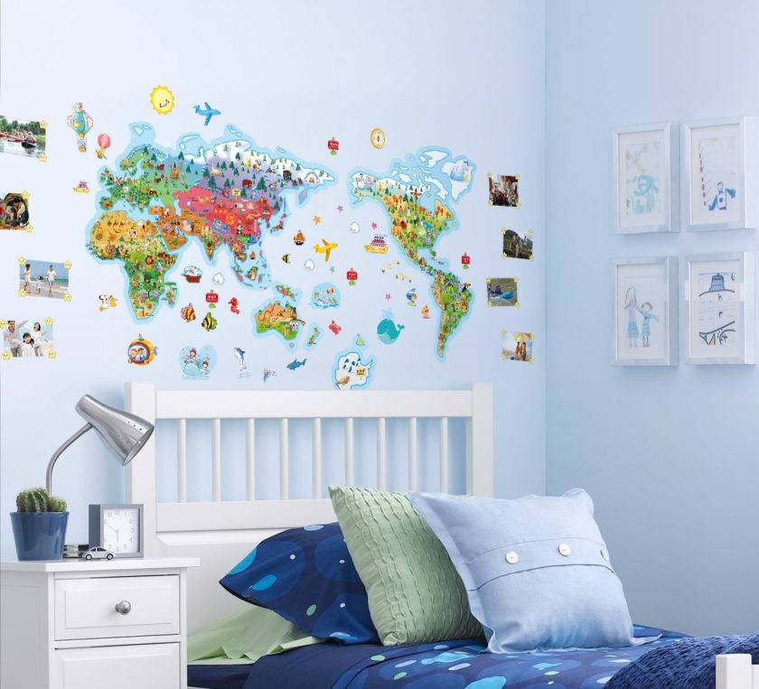 Фотообои с картой мира на стену для детей (39 фото): детские обои в дизайне интерьера комнаты