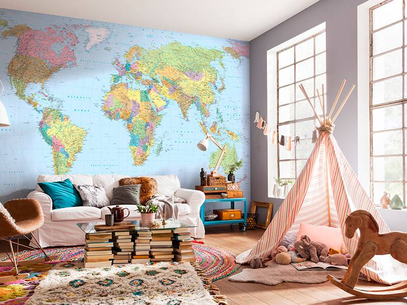 Фотообои "карта мира" для детей на стену (38 фото): детские обои с картой в комнату
