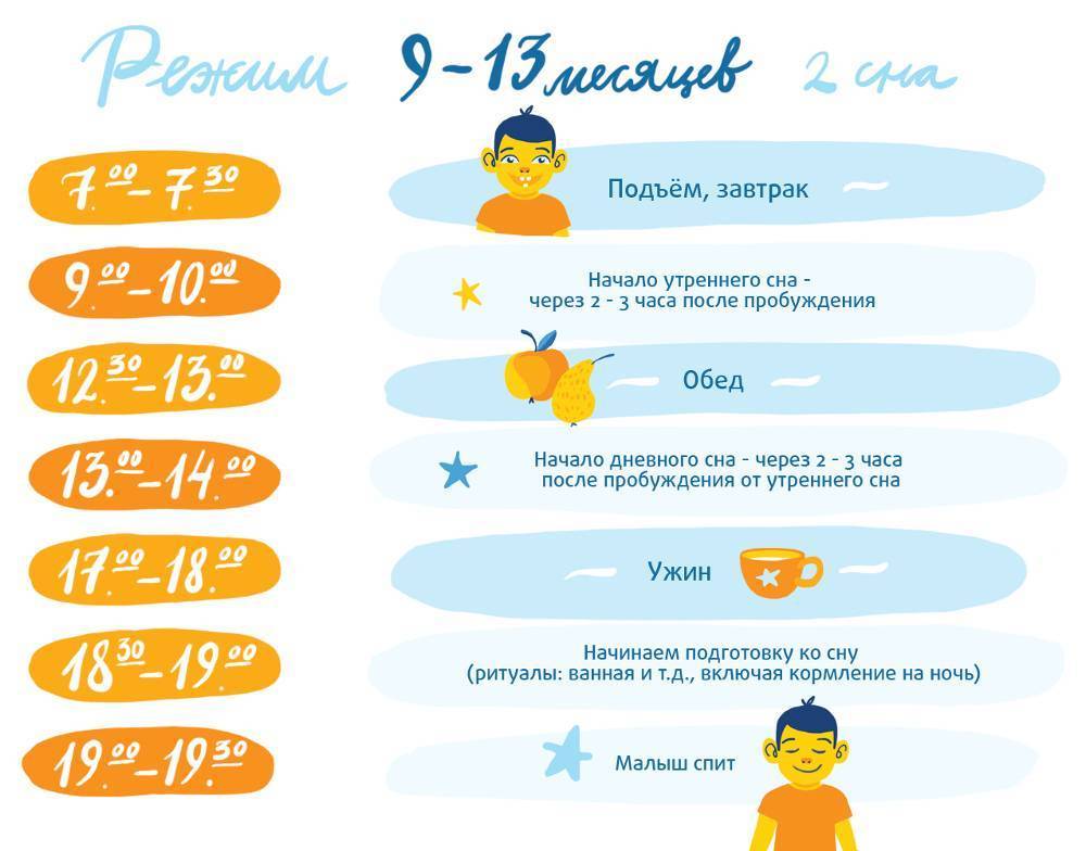Режим дня ребенка в 10 месяцев по часам, таблица. распорядок дня