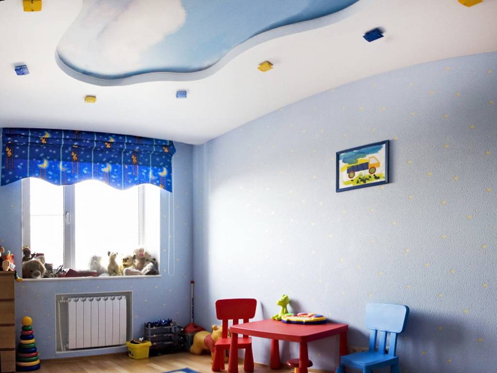 Оформление потолка в детской комнате