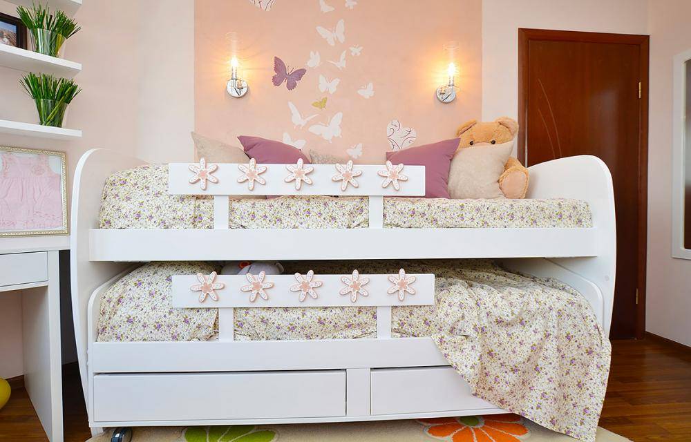 Выдвижная кровать для двоих детей (104 фото): детская раздвижная, выкатная двухъярусная и с подиумом кроватка