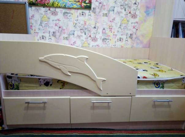 Детская кровать дельфин (82 фото) — диван и кроватка с ящиками, модели 2 и 3, инструкция по сборке и отзывы