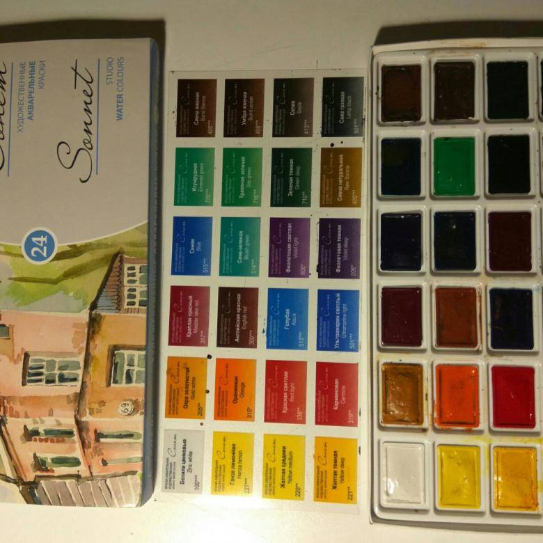 Акварель «сонет»: художественные акварельные краски на 12, 16 и 24 цвета, отзывы