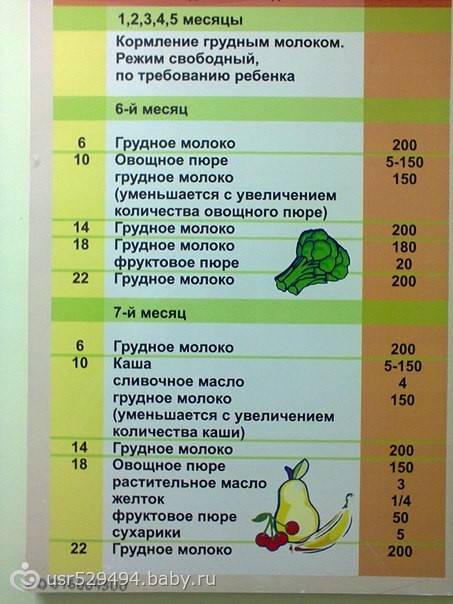 Норма питания смесями для грудничков, подробная таблица рациона по месяцам