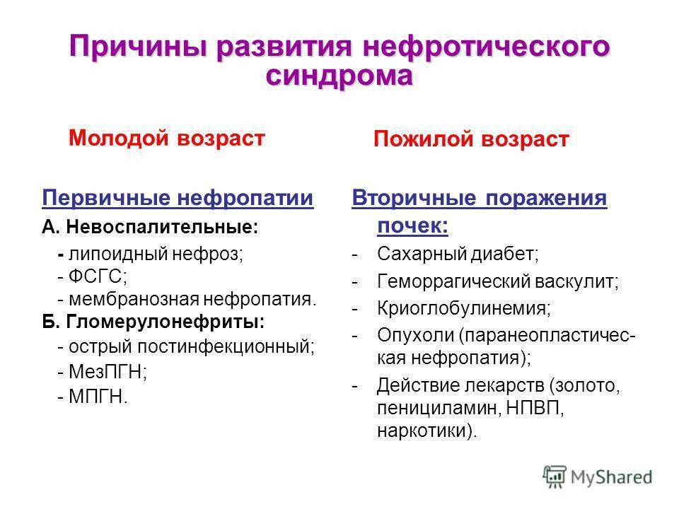 Составляющие нефротического синдрома. Нефротический синдром причины развития. Причины первичного и вторичного нефротического синдрома. Причины вторичного нефротического синдрома. .Нефротический синдром.причины, механизм развития, проявления.