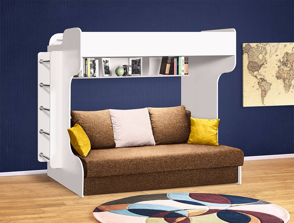 Двухъярусная детская кровать с диваном: двухэтажные модели с диваном внизу для детей